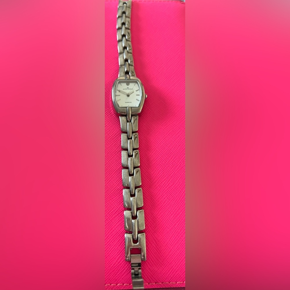 Anne Klein Silver-Tone Diamond Accent Watch